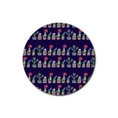 Cute Cactus Blossom Rubber Coaster (round)  by DanaeStudio