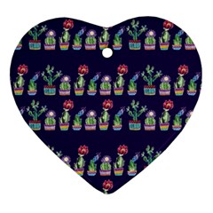 Cute Cactus Blossom Heart Ornament (2 Sides)