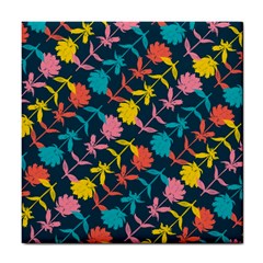 Colorful Floral Pattern Tile Coasters