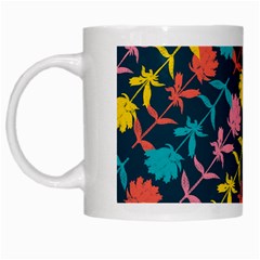 Colorful Floral Pattern White Mugs