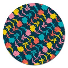 Colorful Floral Pattern Magnet 5  (round)