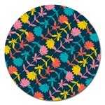 Colorful Floral Pattern Magnet 5  (Round) Front