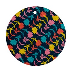 Colorful Floral Pattern Round Ornament (two Sides) 