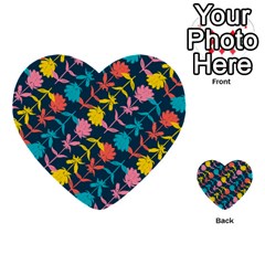 Colorful Floral Pattern Multi-purpose Cards (heart) 