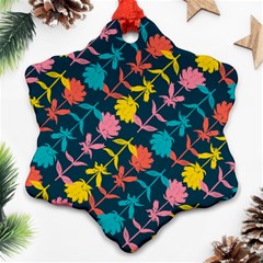 Colorful Floral Pattern Snowflake Ornament (2-side)