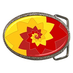 Flower Blossom Spiral Design  Red Yellow Belt Buckles by designworld65