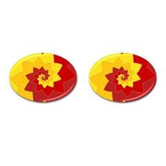 Flower Blossom Spiral Design  Red Yellow Cufflinks (oval) by designworld65