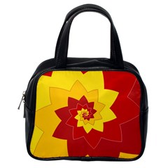 Flower Blossom Spiral Design  Red Yellow Classic Handbags (one Side) by designworld65