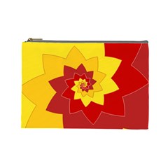 Flower Blossom Spiral Design  Red Yellow Cosmetic Bag (large)  by designworld65