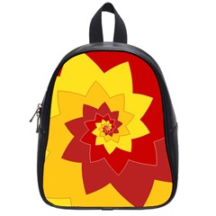 Flower Blossom Spiral Design  Red Yellow School Bags (small)  by designworld65