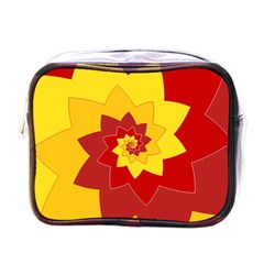 Flower Blossom Spiral Design  Red Yellow Mini Toiletries Bags by designworld65