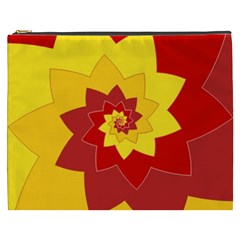 Flower Blossom Spiral Design  Red Yellow Cosmetic Bag (xxxl)  by designworld65