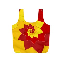 Flower Blossom Spiral Design  Red Yellow Full Print Recycle Bags (s)  by designworld65