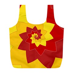 Flower Blossom Spiral Design  Red Yellow Full Print Recycle Bags (l)  by designworld65