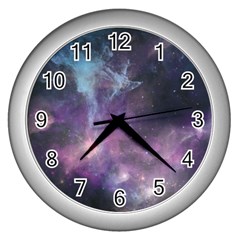 Blue Galaxy  Wall Clocks (silver) 