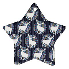 Geometric Deer Retro Pattern Ornament (star) 