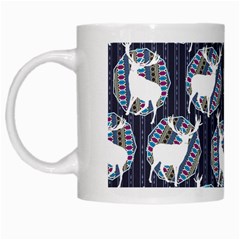 Geometric Deer Retro Pattern White Mugs