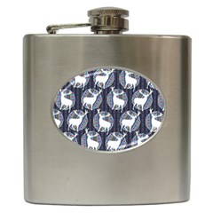 Geometric Deer Retro Pattern Hip Flask (6 Oz) by DanaeStudio