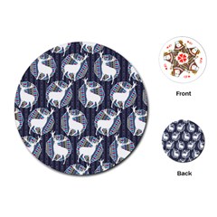 Geometric Deer Retro Pattern Playing Cards (round) 