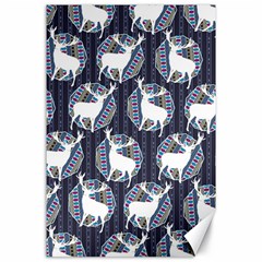 Geometric Deer Retro Pattern Canvas 24  X 36  by DanaeStudio