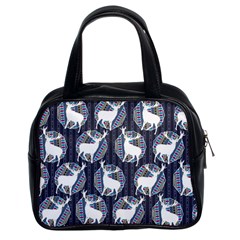 Geometric Deer Retro Pattern Classic Handbags (2 Sides) by DanaeStudio