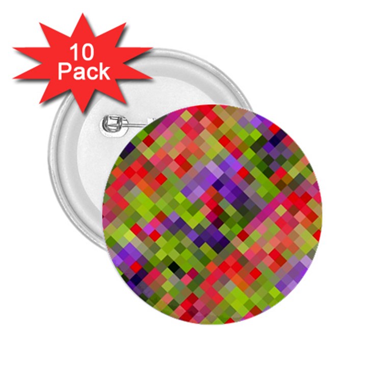 Colorful Mosaic 2.25  Buttons (10 pack) 