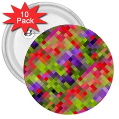 Colorful Mosaic 3  Buttons (10 Pack) 