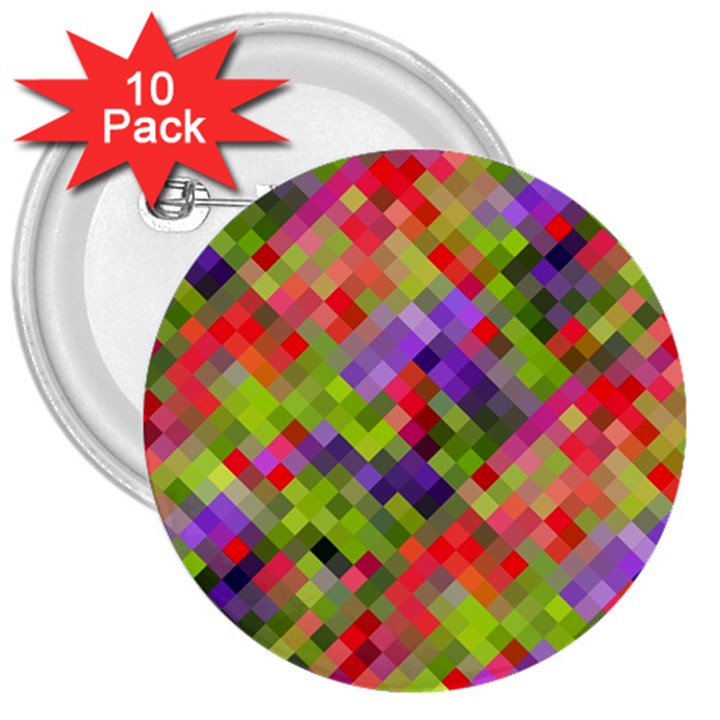 Colorful Mosaic 3  Buttons (10 pack) 