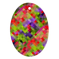 Colorful Mosaic Oval Ornament (two Sides)