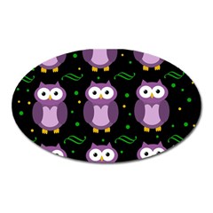 Halloween purple owls pattern Oval Magnet