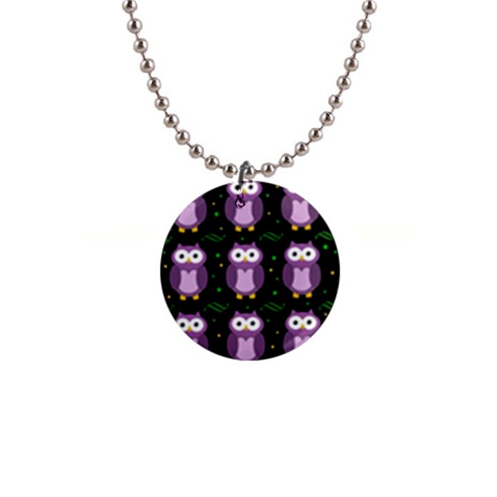 Halloween purple owls pattern Button Necklaces