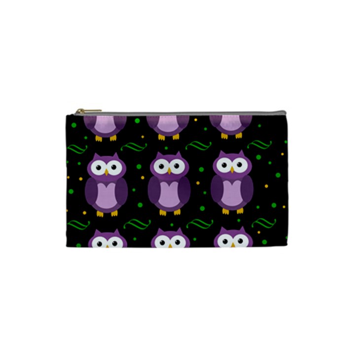 Halloween purple owls pattern Cosmetic Bag (Small) 