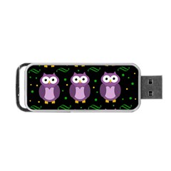 Halloween Purple Owls Pattern Portable Usb Flash (one Side) by Valentinaart