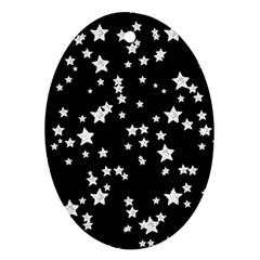 Black And White Starry Pattern Ornament (Oval) 