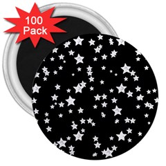 Black And White Starry Pattern 3  Magnets (100 pack)