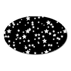 Black And White Starry Pattern Oval Magnet