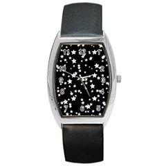 Black And White Starry Pattern Barrel Style Metal Watch