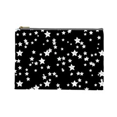 Black And White Starry Pattern Cosmetic Bag (large)  by DanaeStudio