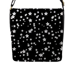 Black And White Starry Pattern Flap Messenger Bag (L) 