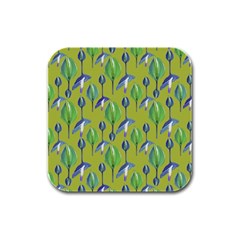 Tropical Floral Pattern Rubber Square Coaster (4 Pack)  by dflcprints