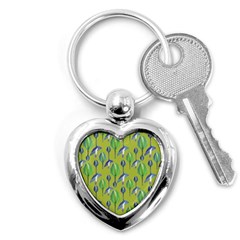 Tropical Floral Pattern Key Chains (heart)  by dflcprints