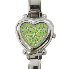 Tropical Floral Pattern Heart Italian Charm Watch by dflcprints