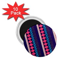 Purple And Pink Retro Geometric Pattern 1 75  Magnets (10 Pack)  by DanaeStudio