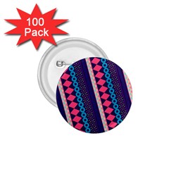 Purple And Pink Retro Geometric Pattern 1 75  Buttons (100 Pack)  by DanaeStudio