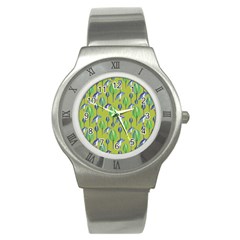 Tropical Floral Pattern Stainless Steel Watch by dflcprints