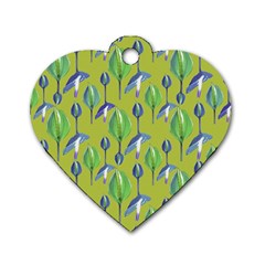 Tropical Floral Pattern Dog Tag Heart (two Sides) by dflcprints