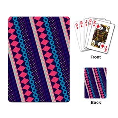 Purple And Pink Retro Geometric Pattern Playing Card