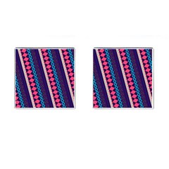 Purple And Pink Retro Geometric Pattern Cufflinks (square) by DanaeStudio