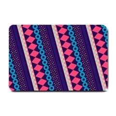 Purple And Pink Retro Geometric Pattern Small Doormat  by DanaeStudio