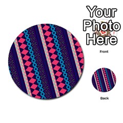 Purple And Pink Retro Geometric Pattern Multi-purpose Cards (round)  by DanaeStudio